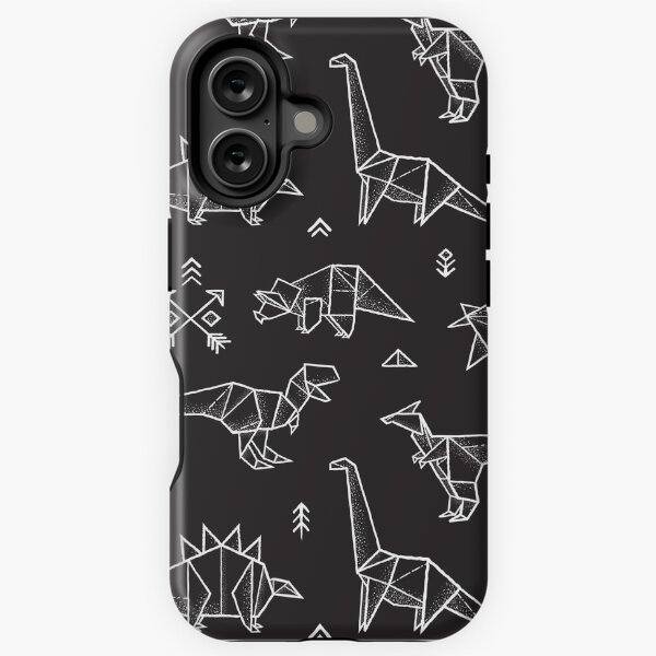 Aperçu de l'œuvre Dinosaures en origami noir et blanc créée et vendue par PenguinHouse.