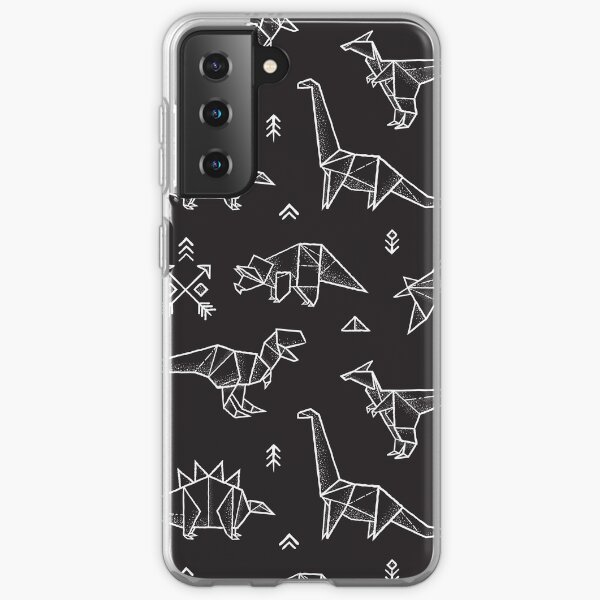 Black and white origami dinosaurs Samsung Galaxy Soft Case