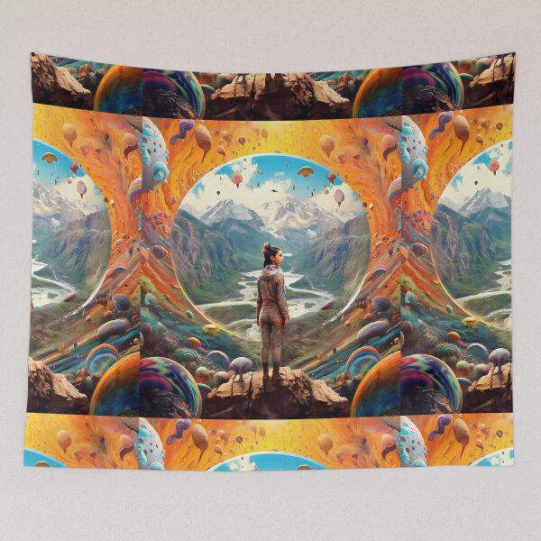 Item preview, Psychedelic Tapestry, Bedroom Wall Decor, Wall Hanging Trippy Tapestry, Trippy Room Decor, Aesthetic Wall Decor, Psychedelic Tapestry designed and sold by TileTango.