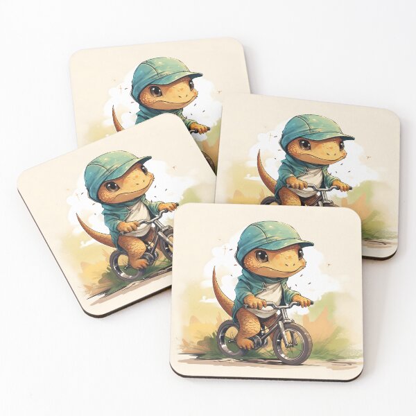 Item preview, A little Cute Lizard Cycling Childlike Illustration designed and sold by Master Ivan.
