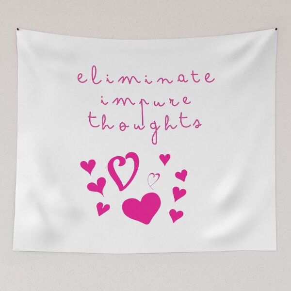 Item preview, Eliminate Impure Thoughts Text with Hearts Light/White designed and sold by bard-art.