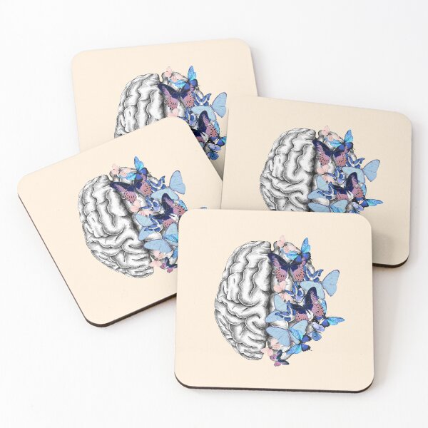 Item preview, Blue butterflies Mental health brain psychology designed and sold by Collagedream.
