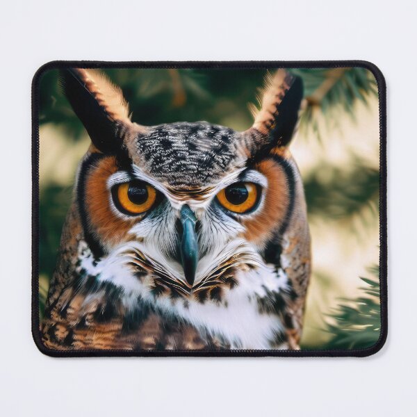 Item preview, Horned Owl in a Pine Tree portrait designed and sold by CattyCornerPOD.