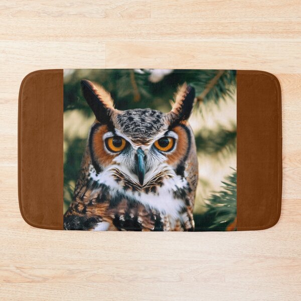 Item preview, Horned Owl in a Pine Tree portrait designed and sold by CattyCornerPOD.