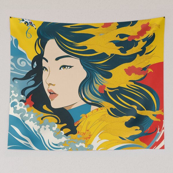 Item preview, Harmony of Cultures: Girl with Hokusai's Wave designed and sold by LeonAndrewRazon.