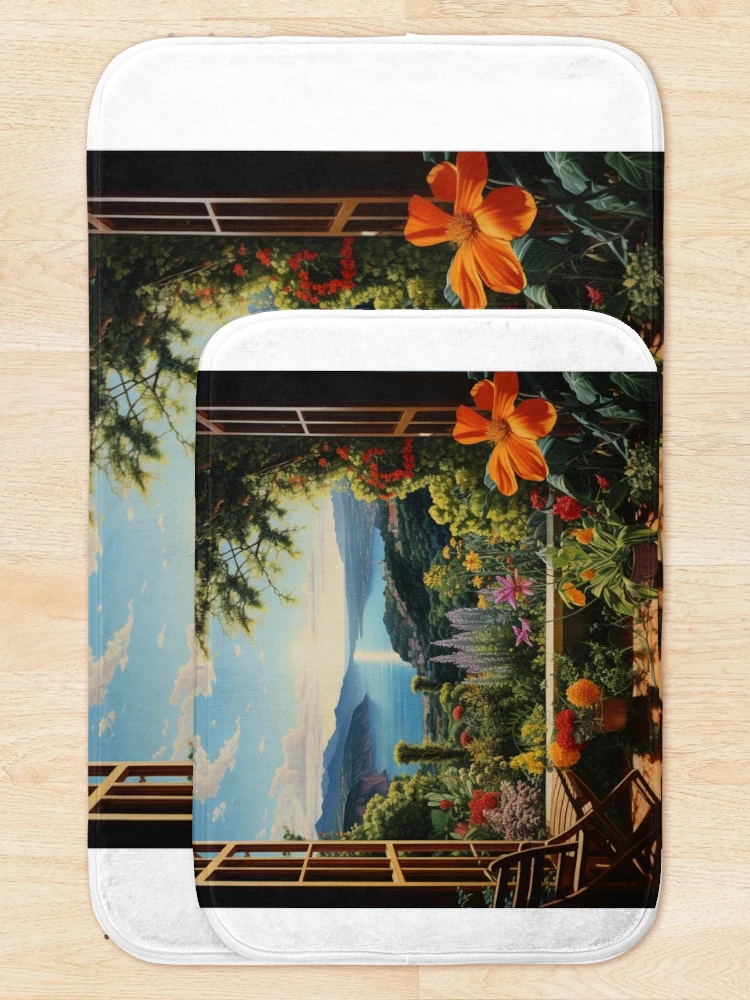 Thumbnail 5 of 6, Bath Mat, Summer window view pattern designed and sold by SmileshareShop.