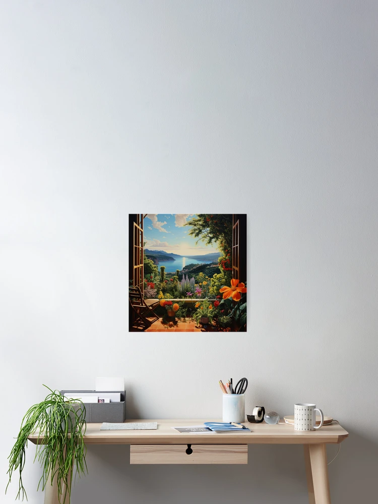Thumbnail 2 of 3, Poster, Summer window view pattern designed and sold by SmileshareShop.