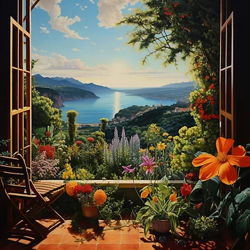 Artwork thumbnail, Summer window view pattern by SmileshareShop