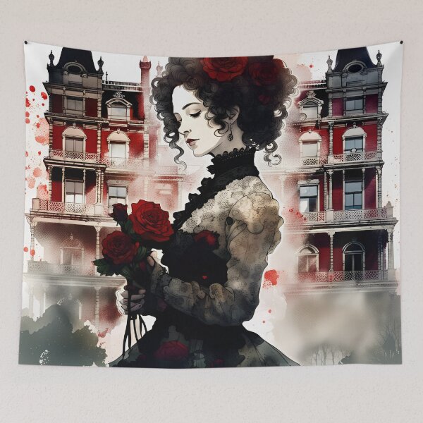 Item preview, Beautiful Victorian Woman in Shades of Red and Black designed and sold by Angelandspot.