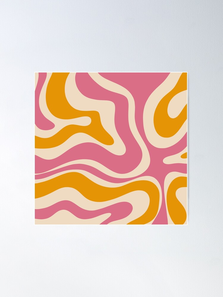 Retro Liquid Swirl Abstract in Soft Pink Yoga Mat by Kierkegaard