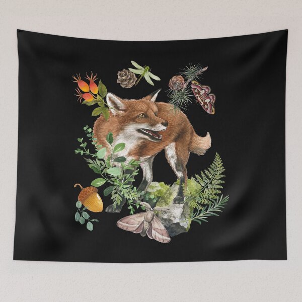 Artikelvorschau, Roter Fuchs im Wald Forestcore Buntes Design entworfen und verkauft von EarthArtDesigns.