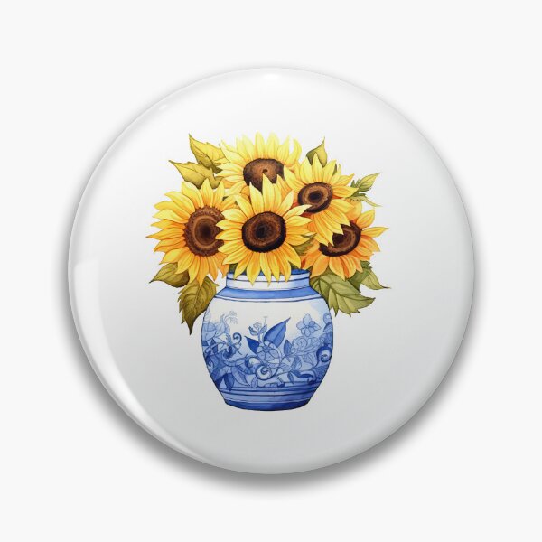 Item preview, Chinoiserie ginger jar with sunflowers designed and sold by Rosaliartbook.