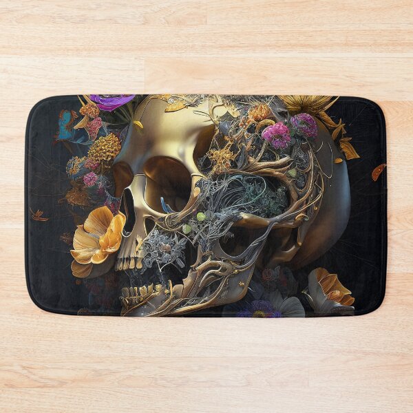 Item preview, Golden floral skull designed and sold by Pixeledfox.