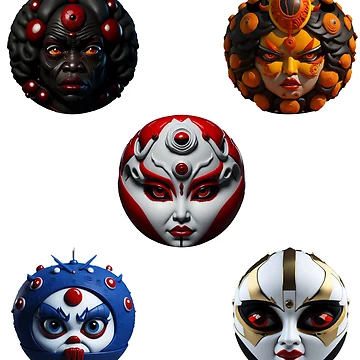 Imagen de la obra Yokai Monster face Stickers Pack 1 de Rothnaric
