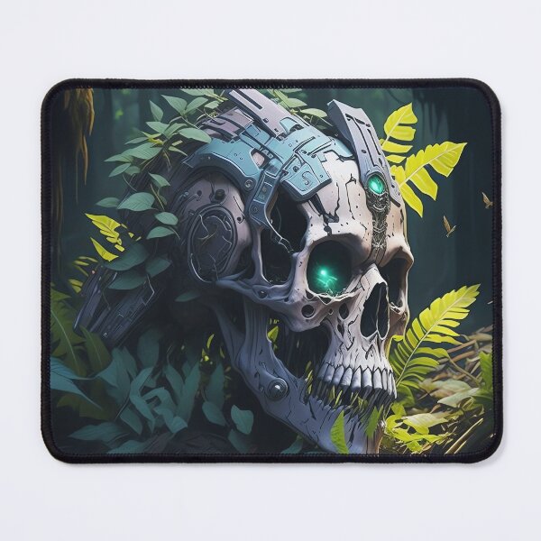 Item preview, Cyborg skull in the Jungle designed and sold by Pixeledfox.