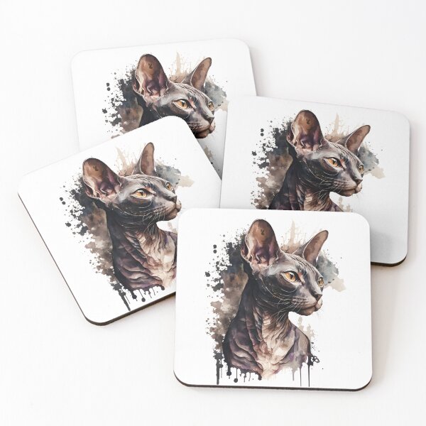 Item preview, Watercolor Black Sphynx Cat Design 3 designed and sold by Magnuna.