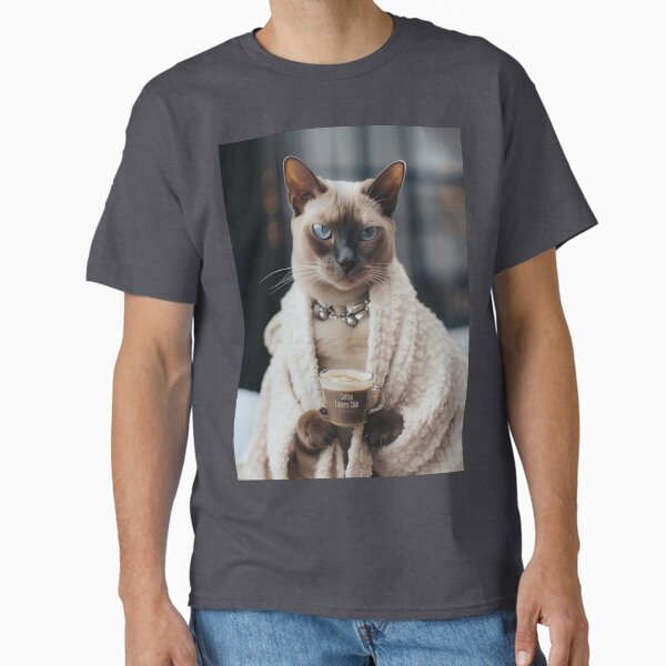 Siamese Cat Drinking Coffee Coffee Lovers Club by SHMLV Classic T-Shirt