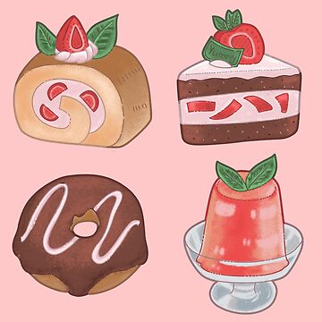 Artwork thumbnail, Pink desserts by GiezaDesign