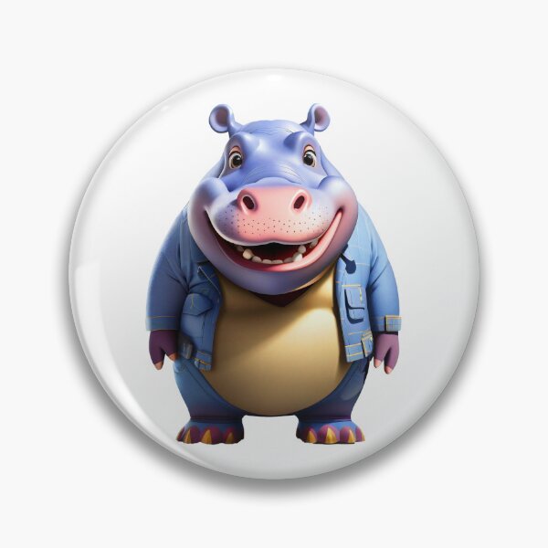 Item preview, Cute hippo hippopotamus smiling denim hippos designed and sold by w1ckerman.