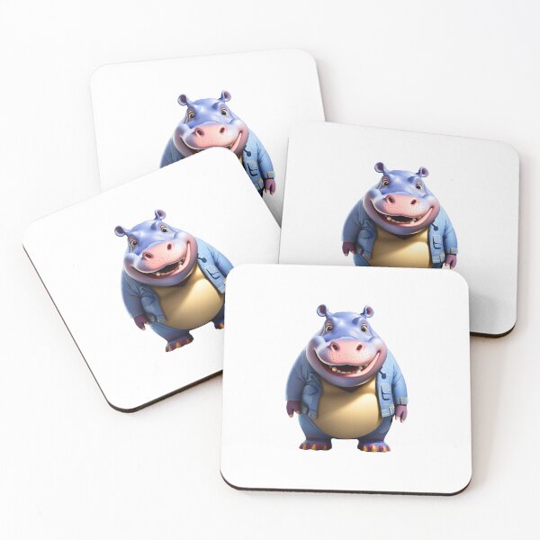 Item preview, Cute hippo hippopotamus smiling denim hippos designed and sold by w1ckerman.