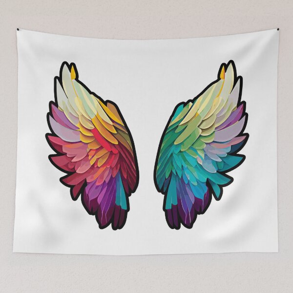 Item preview, Rainbow Angel Wings with black outline 2 designed and sold by Artbyminga.