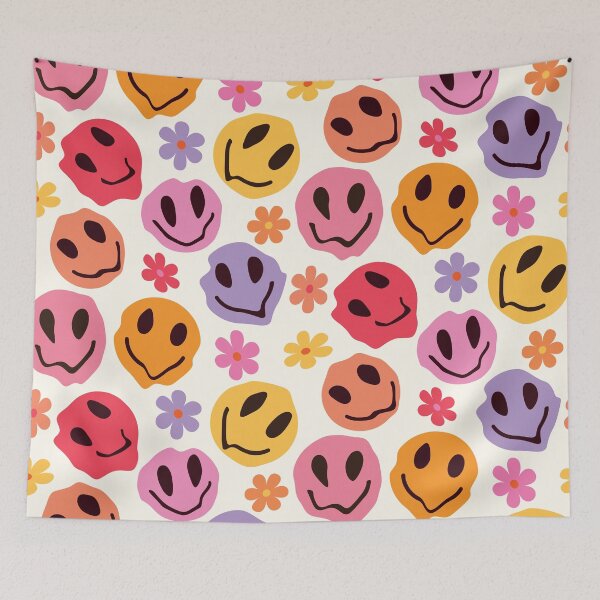 Item preview, Trippy Melting smiling Faces With Flowers  designed and sold by Yasminepatterns .
