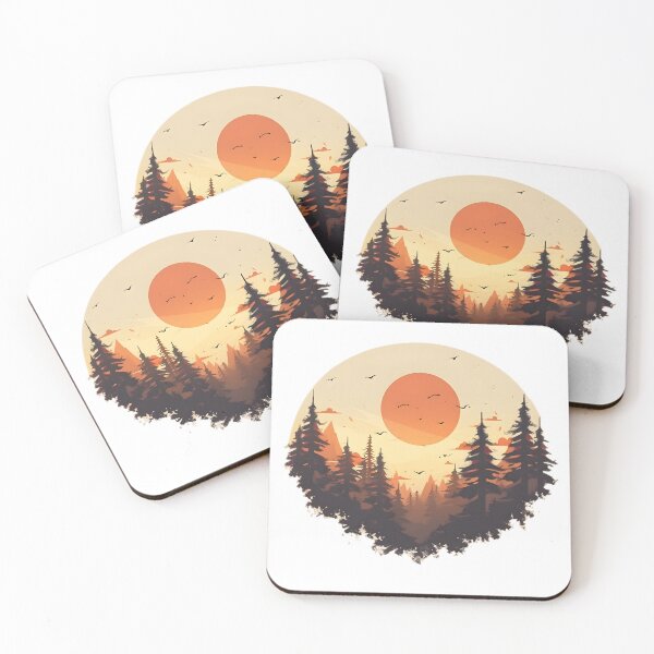 Item preview, A nature-inspired design showing a serene forest silhouette against a setting sun. designed and sold by Retro Fit.