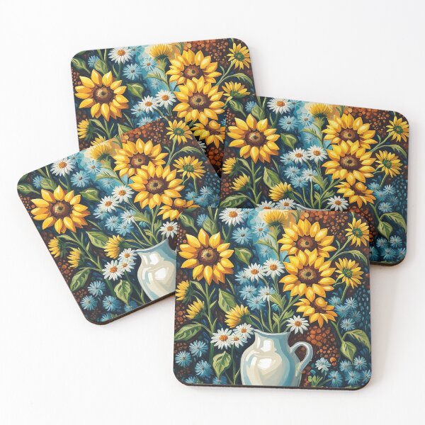 Item preview, a painting of sunflowers and daisies in a vase designed and sold by Enga6.