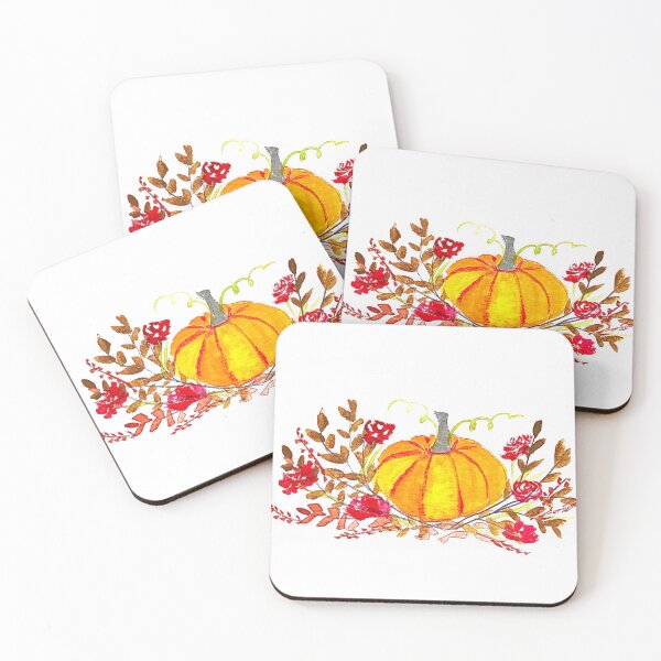 Item preview, Halloween Pumpkin Floral Autumn Leaves Watercolor designed and sold by Monika Howarth.