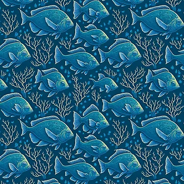 Artwork thumbnail, Blue Fish Pattern by TMBTM