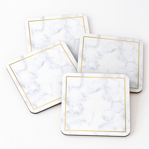 Item preview, Whit and Gold Marble Coasters designed and sold by LTDigitalDesign.
