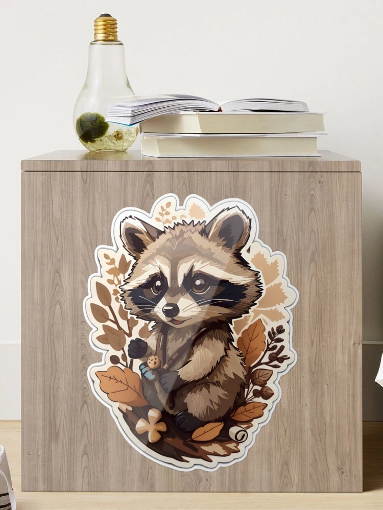 Cute Racoon in Autumn Style Sticker for Sale by JapKo