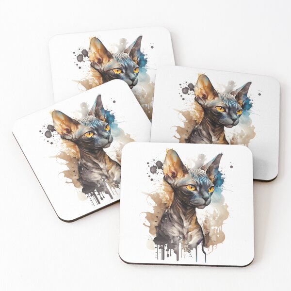 Item preview, Watercolor Black Sphynx Cat Design 4 designed and sold by Magnuna.