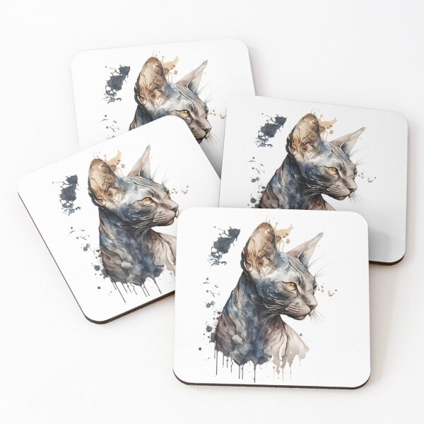 Item preview, Watercolor Black Sphynx Cat Design 5 designed and sold by Magnuna.