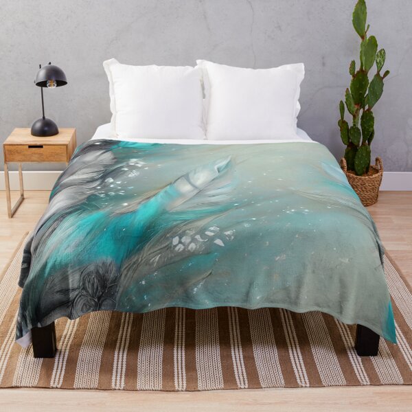 Item preview, Indian Feathers: White and Aqua Blue T-Shirt in a Foggy Air | Stunning Design for a Standout Look" designed and sold by Rebekkahsdesign.