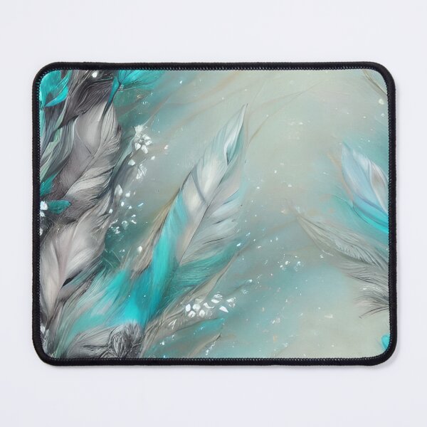Item preview, Indian Feathers: White and Aqua Blue T-Shirt in a Foggy Air | Stunning Design for a Standout Look" designed and sold by Rebekkahsdesign.