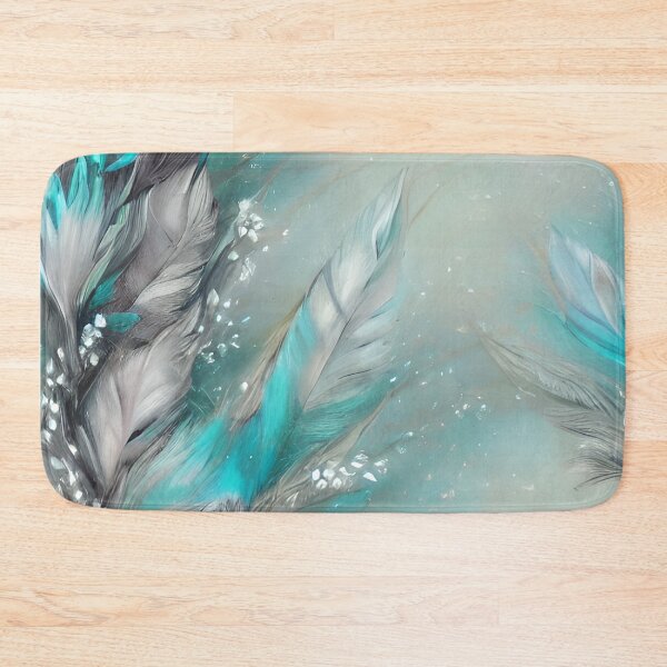 Item preview, Indian Feathers: White and Aqua Blue T-Shirt in a Foggy Air | Stunning Design for a Standout Look" designed and sold by Rebekkahsdesign.