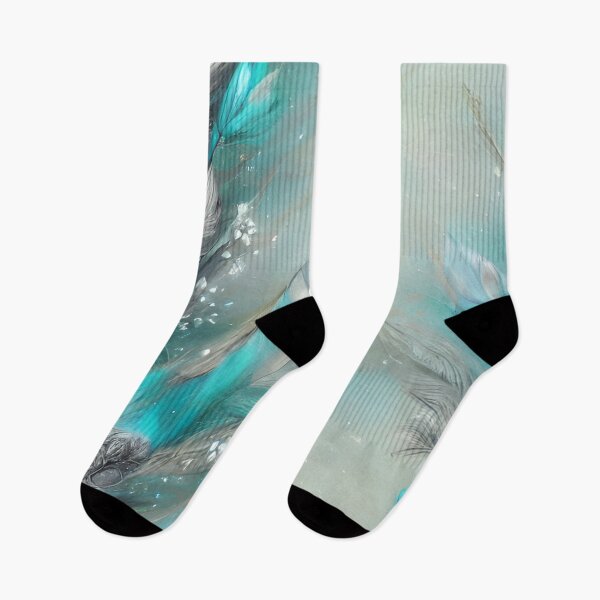 Item preview, Indian Feathers: White and Aqua Blue T-Shirt in a Foggy Air | Stunning Design for a Standout Look" designed and sold by Rebekkahsdesign.