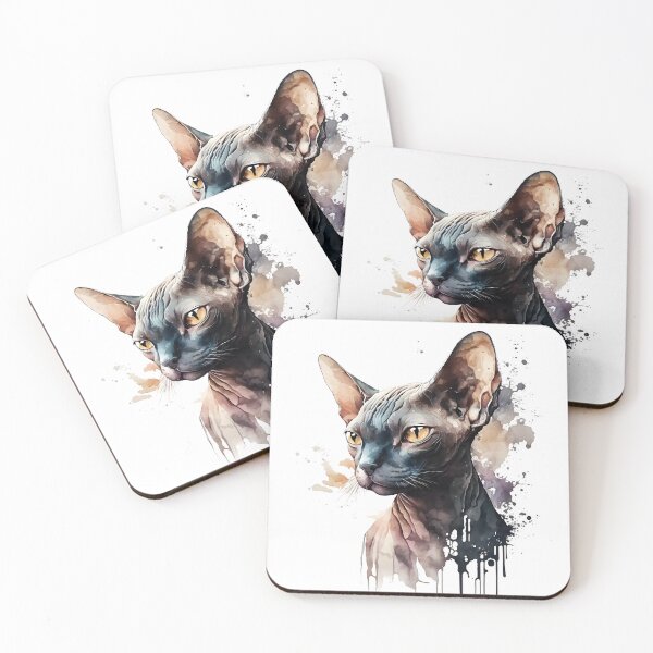 Item preview, Watercolor Black Sphynx Cat Design 6 designed and sold by Magnuna.