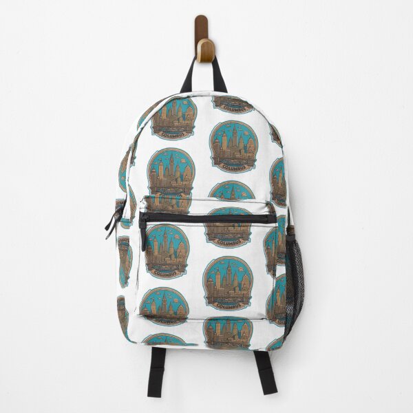 Aperçu de l'œuvre Voyage : Columbus Ohio Teal & Orange Design créée et vendue par Gabrielle Strong.