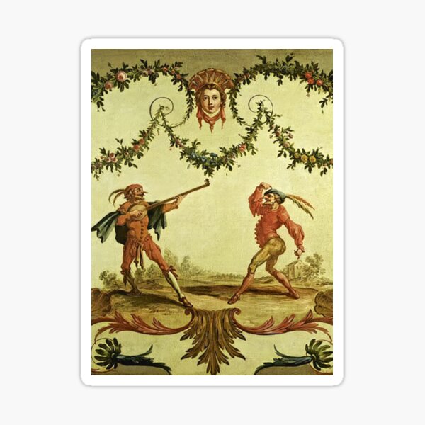 Commedia dell'Arte Dancing Clowns - After Callot - 18th Century Decor Sticker