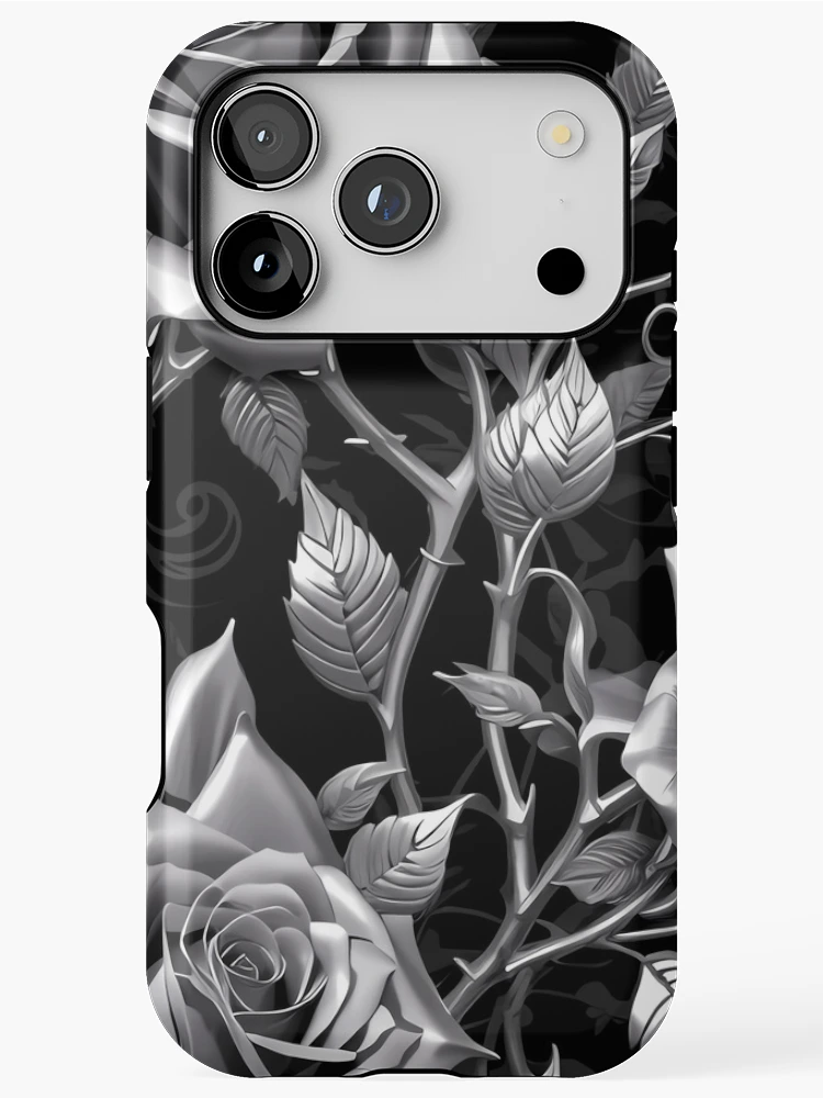 Thumbnail 1 of 4, iPhone Case, Silver Roses - Gothic Inspired designed and sold by Nosy is Everything.