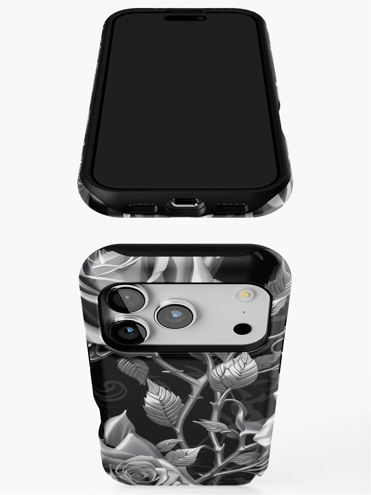 Thumbnail 3 of 4, iPhone Case, Silver Roses - Gothic Inspired designed and sold by Nosy is Everything.
