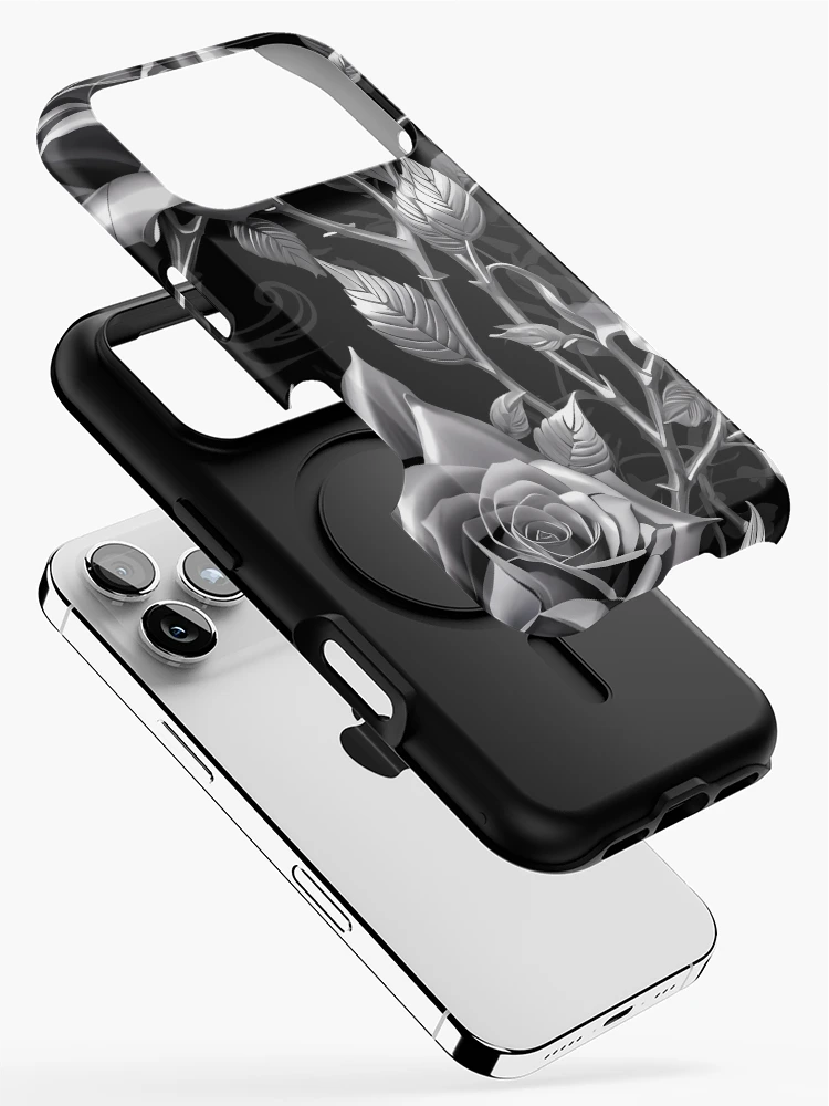 Thumbnail 2 of 4, iPhone Case, Silver Roses - Gothic Inspired designed and sold by Nosy is Everything.