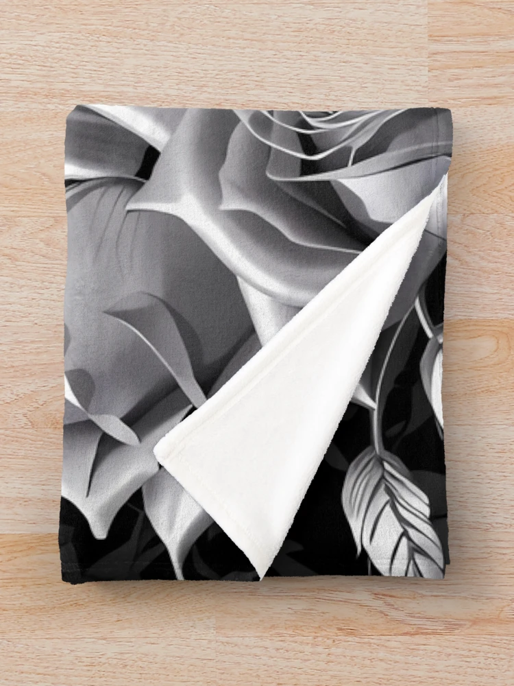 Thumbnail 3 of 6, Throw Blanket, Silver Roses - Gothic Inspired designed and sold by Nosy is Everything.