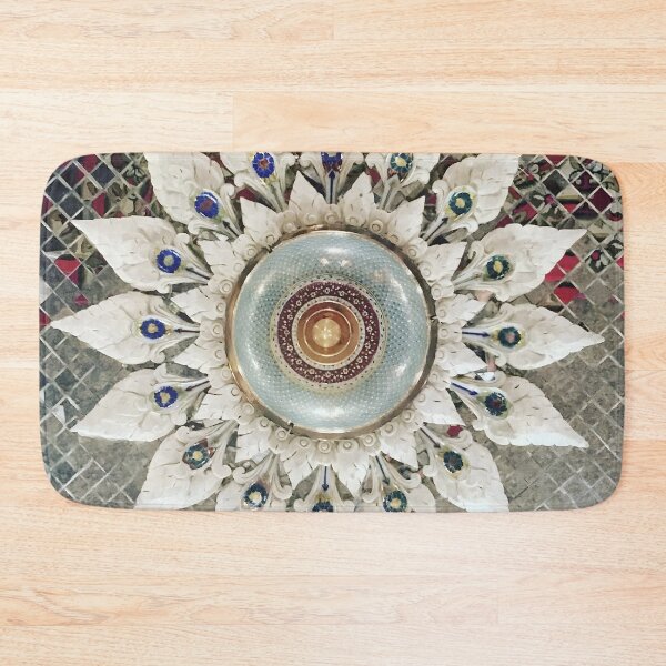 Item preview, Close-up of Ceiling Decoration in Thai Buddhist Temple Made of Rice Spoons and Enamel: A Celebration of Traditional Thai Craftsmanship  designed and sold by Oh Halo Berry.