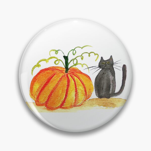 Item preview, Halloween Pumpkin Autumn Black Cat Watercolor designed and sold by Artbymonika.
