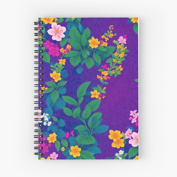 Item preview, Colorful flowers and purple bushes pattern designed and sold by elearah1.