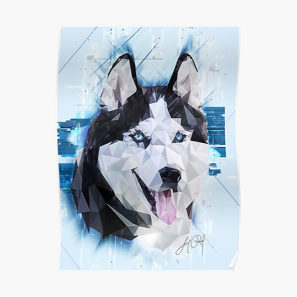 Siberian Husky (Low Poly) Poster