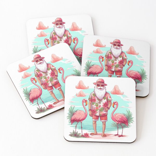 Item preview, Christmas in July - Santa and Flamingos - christmas in summer designed and sold by Sara_Design.